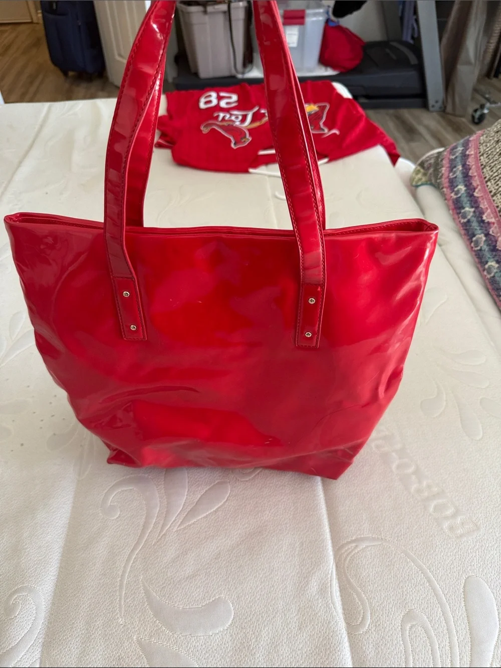 kate spade Red Patent Leather Tote with Gold Logo